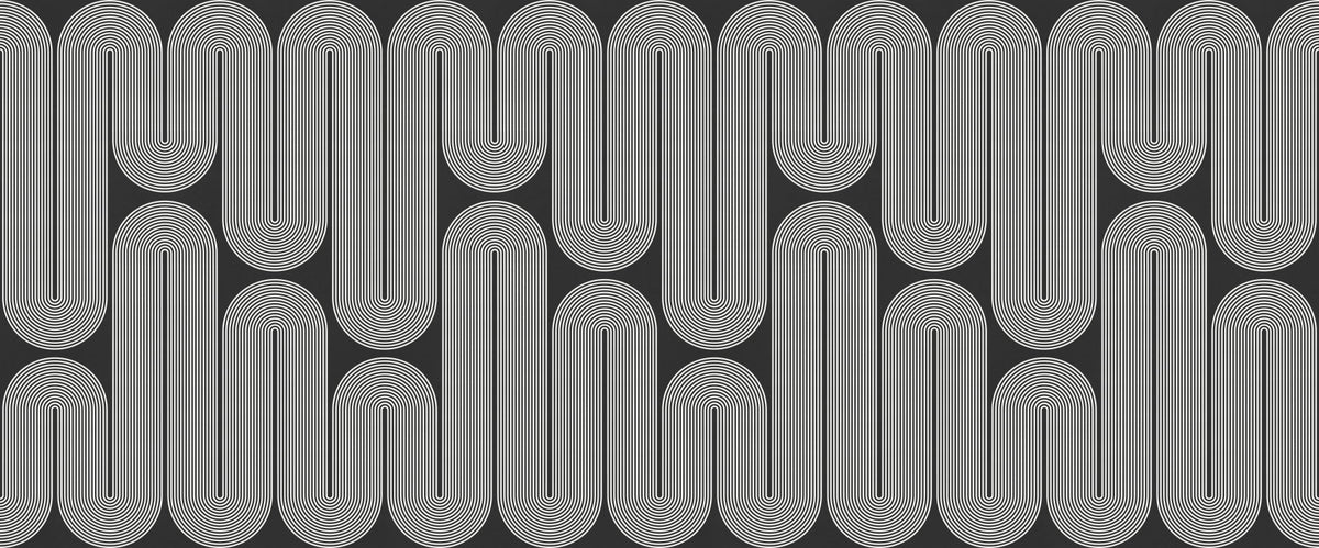 Minimalist Monochromatic Wave Arches Wall Mural