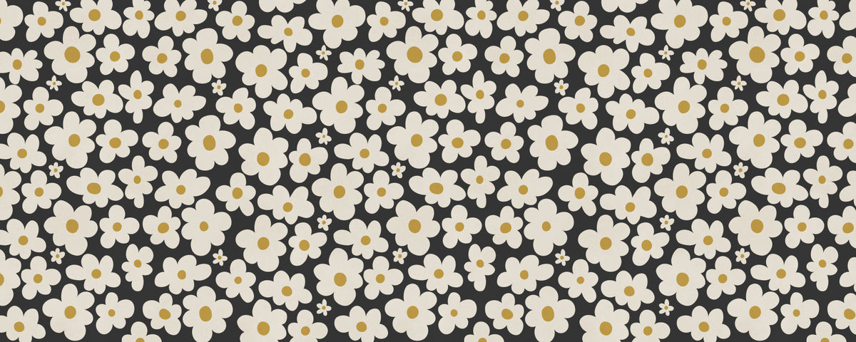 Retro Floral Bloom Pattern Wall Mural in your room