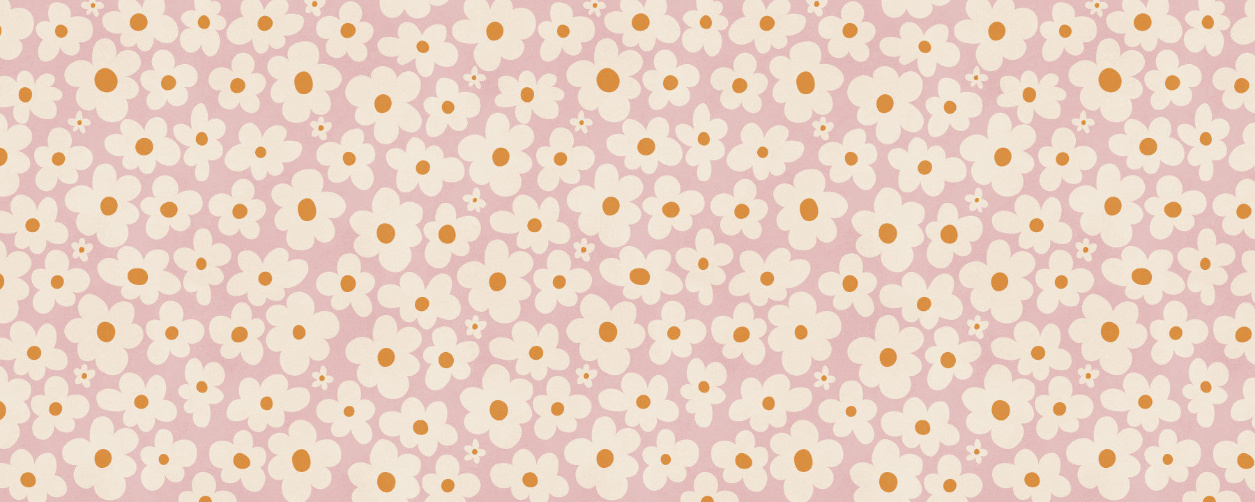 Retro Cream and Pink Daisy Field Wall Mural