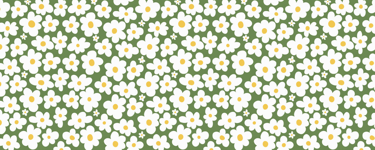Retro Daisy Meadow Wall Mural in your room