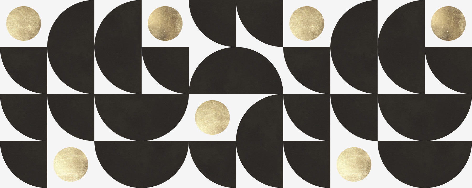 Modernist Geometric Gold and Black Arcs Wall Mural