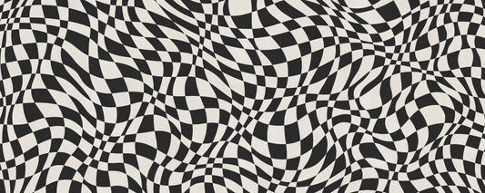 Wavy Monochrome Checkerboard Wall Mural