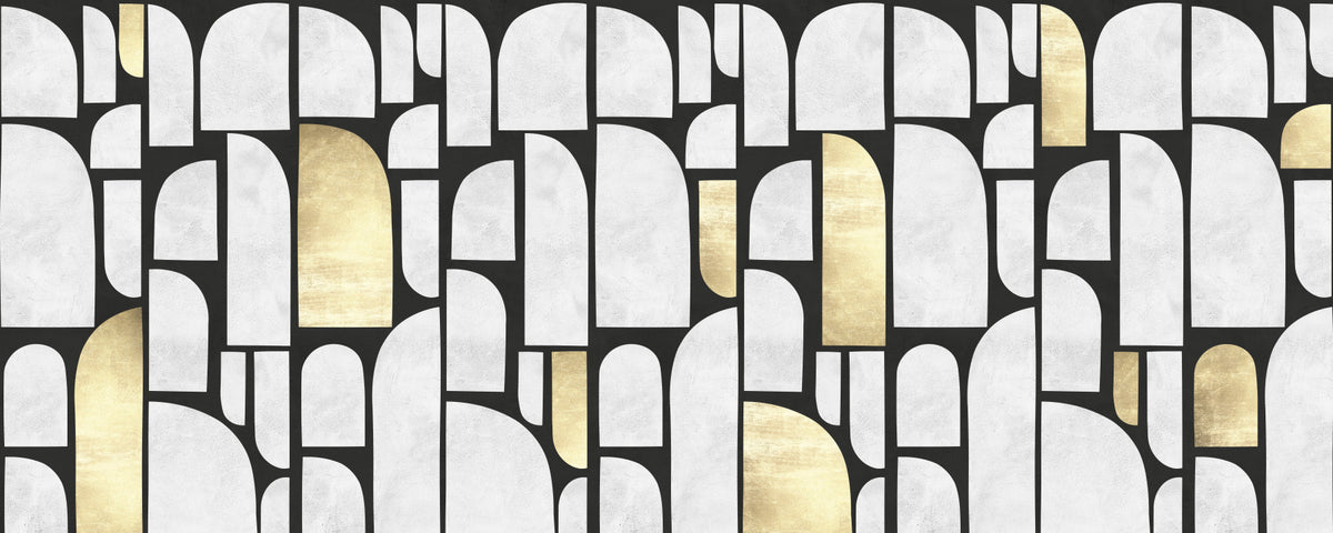 Modernist Gold and Stone Archway Motif Wall Mural in your room