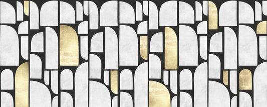 Modernist Gold and Stone Archway Motif Wall Mural