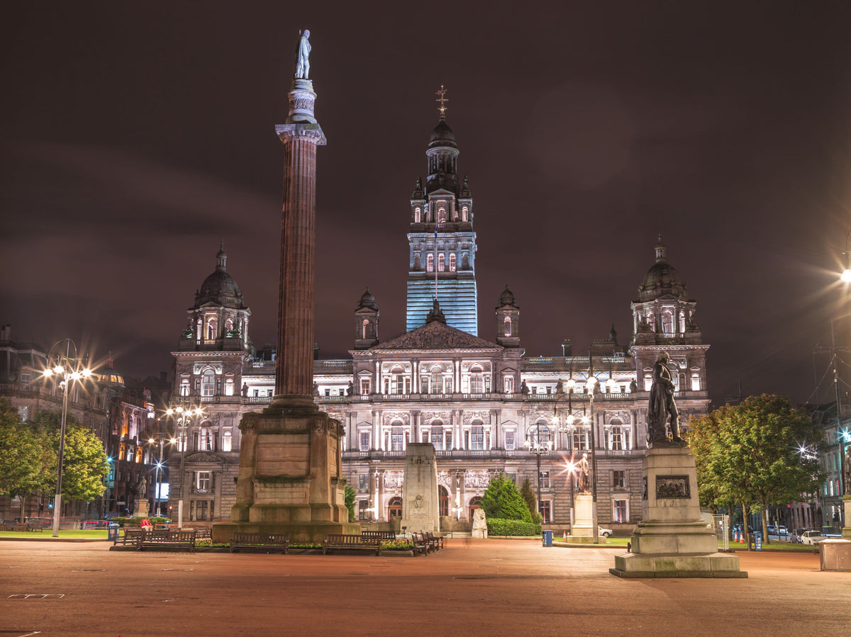 Glasgow City Chambers Nightscape Wall Mural in your room — zoomed