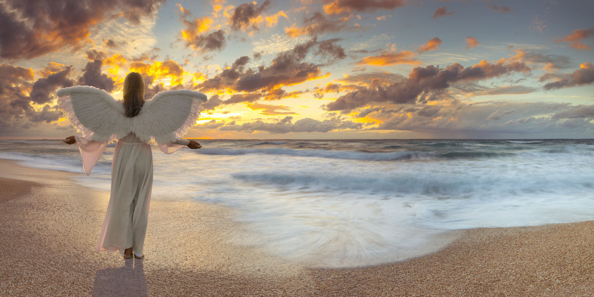 Celestial Guardian at Sunset Shore Wall Mural in your room