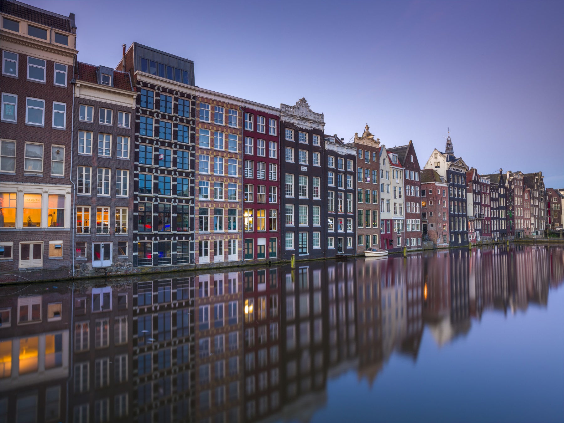 Amsterdam Canal Dusk Architecture Wall Mural