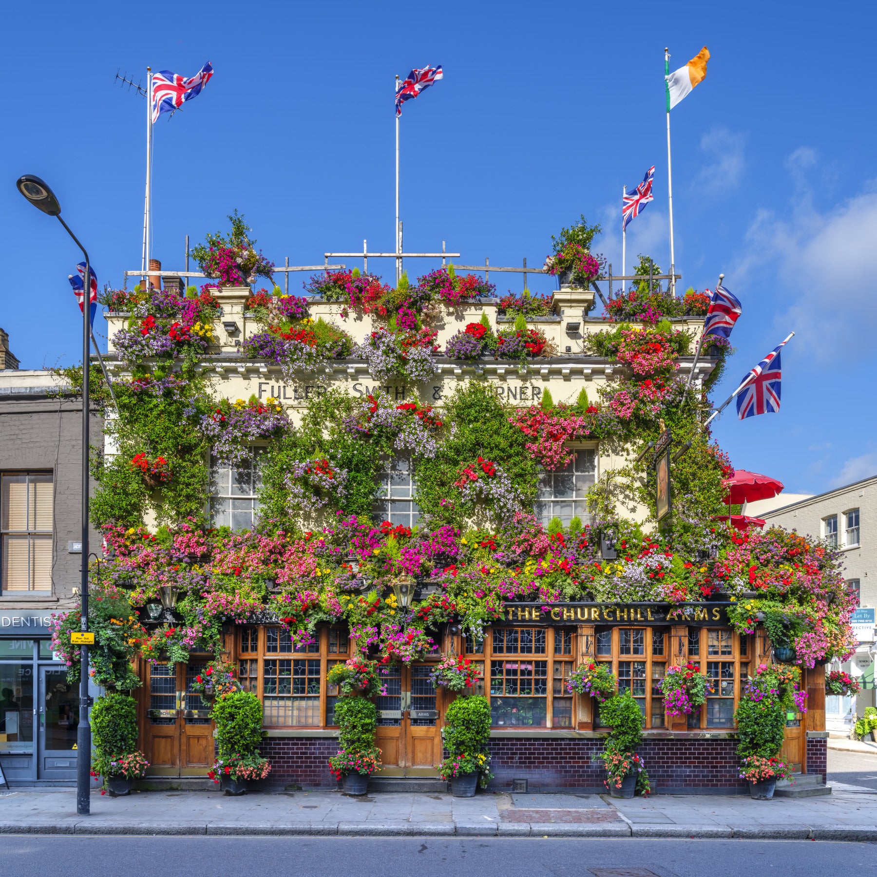 London Floral Pub Exterior Wall Mural