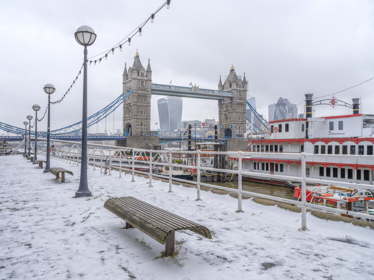 Snowy Thames Riverside View Wall Mural in your room