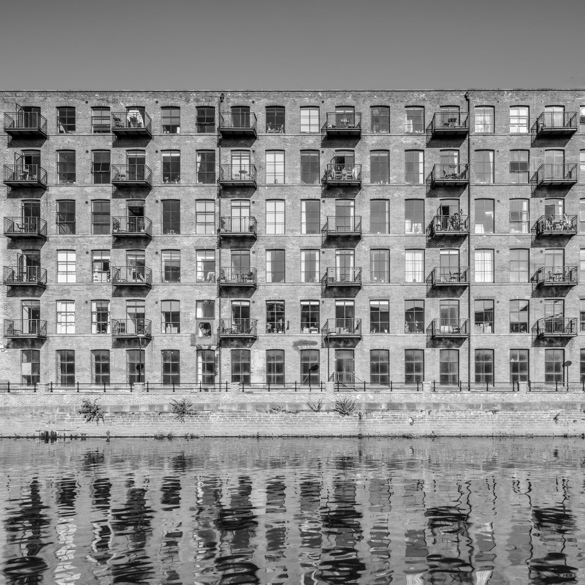 Industrial Riverside Brick Loft Facade Wall Mural in your room — zoomed