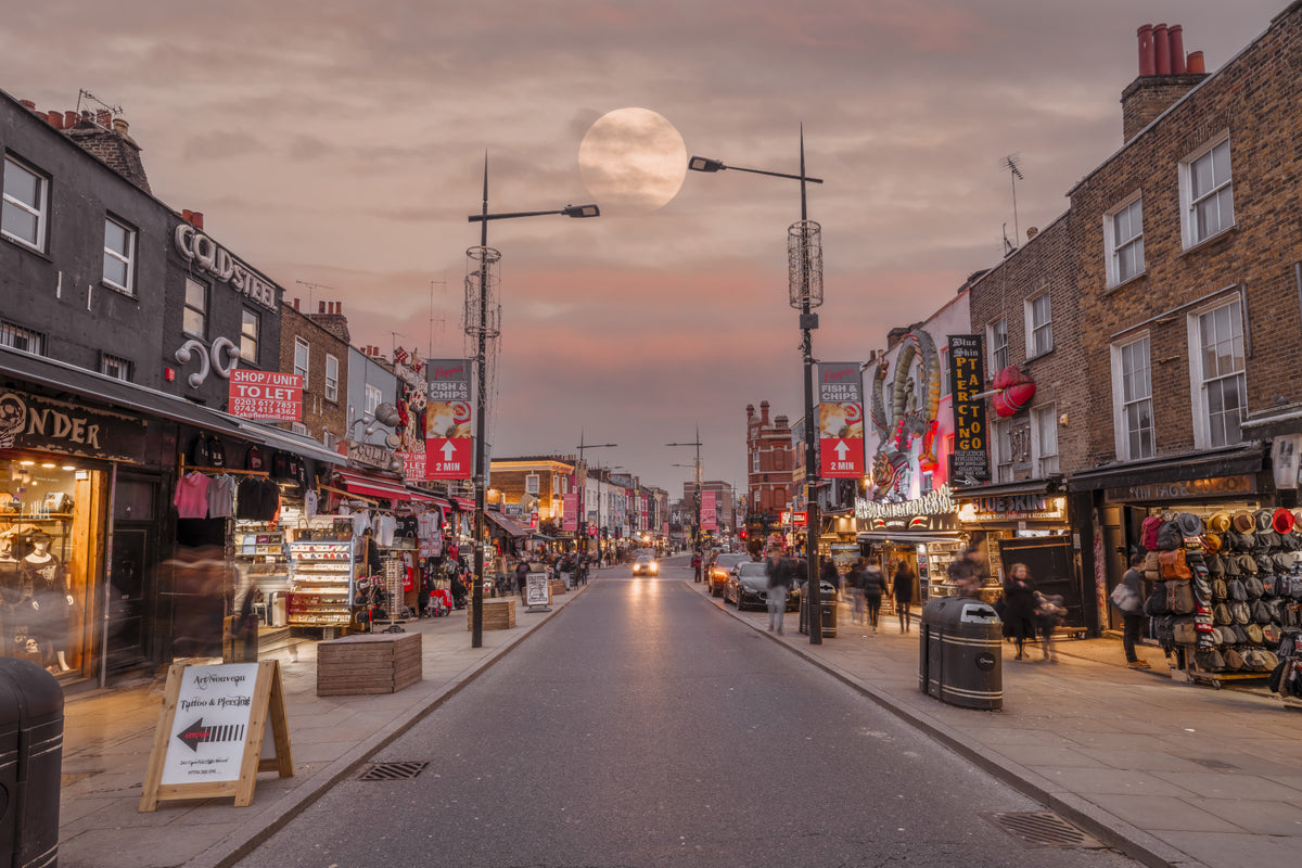 London Street Twilight Scene Wall Mural in your room — zoomed