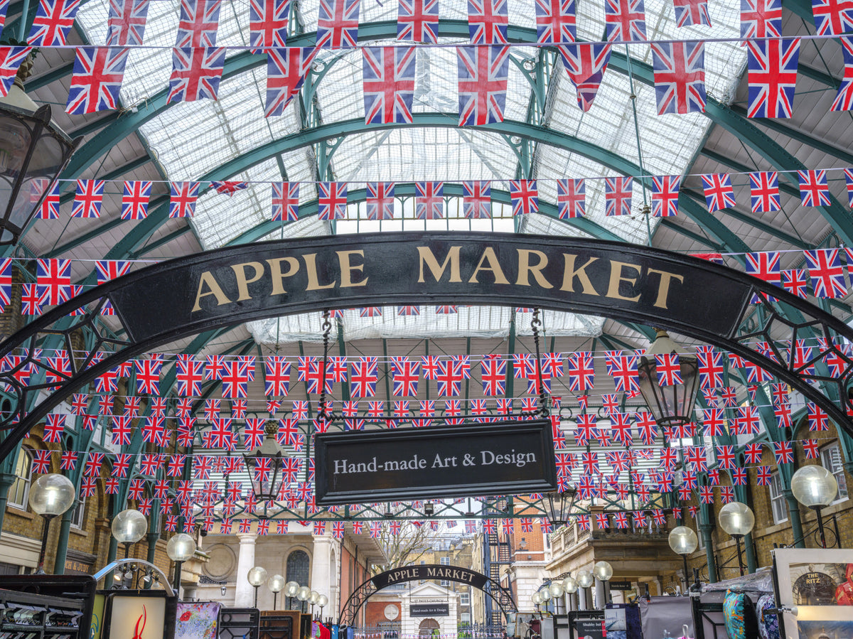 Covent Garden Union Jack Celebration Wall Mural in your room — zoomed