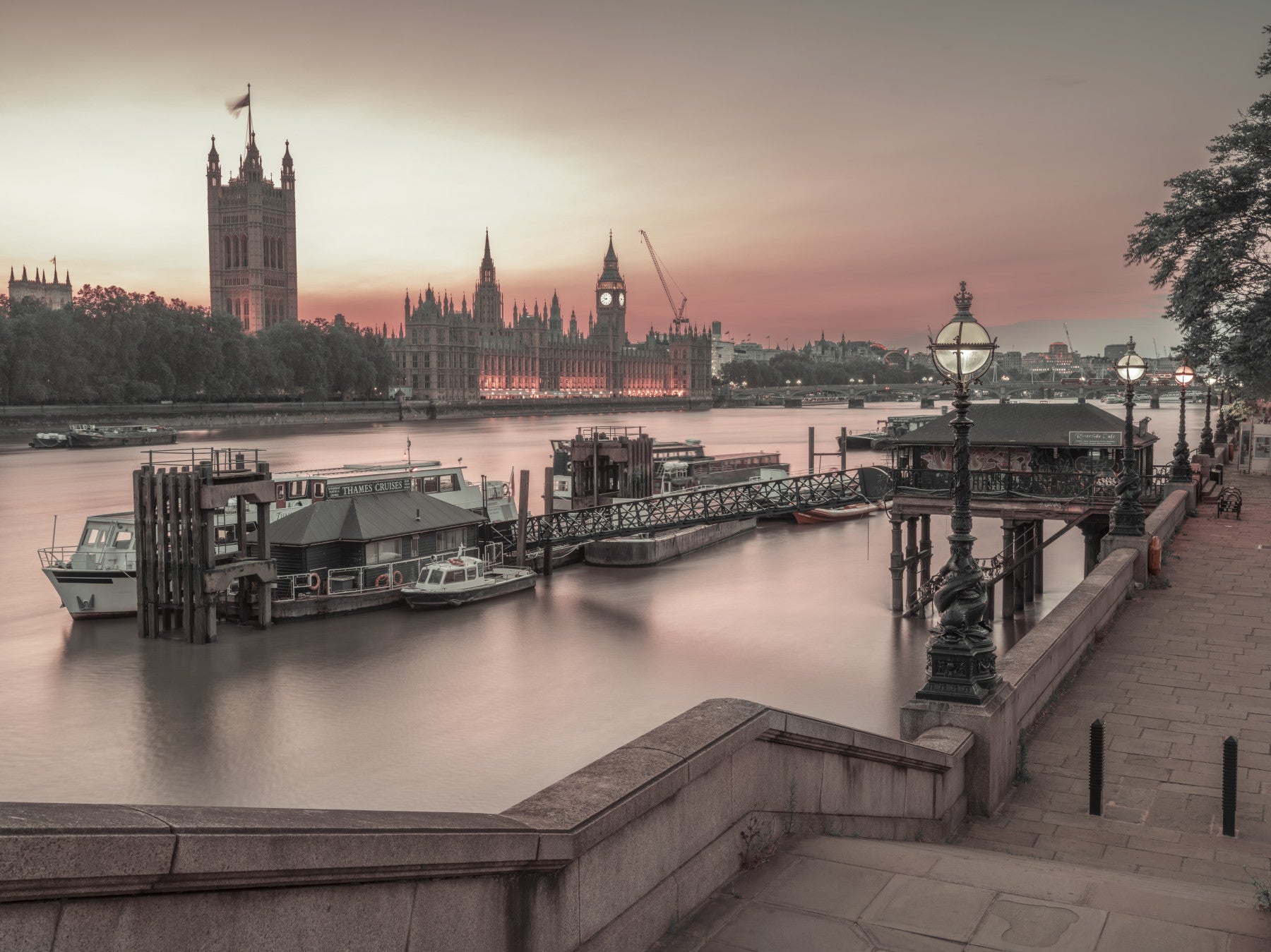 London River Sunset View Wall Mural