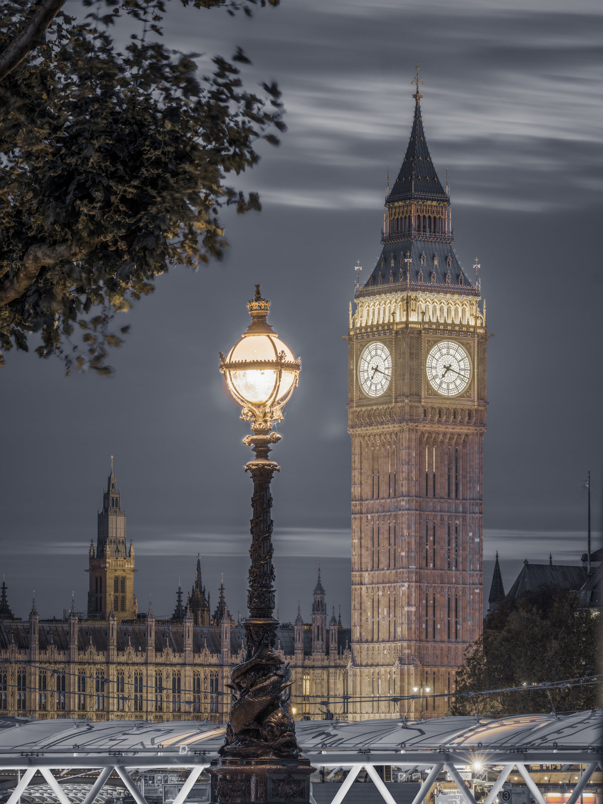 London Clock Tower Twilight Scene Wall Mural in your room