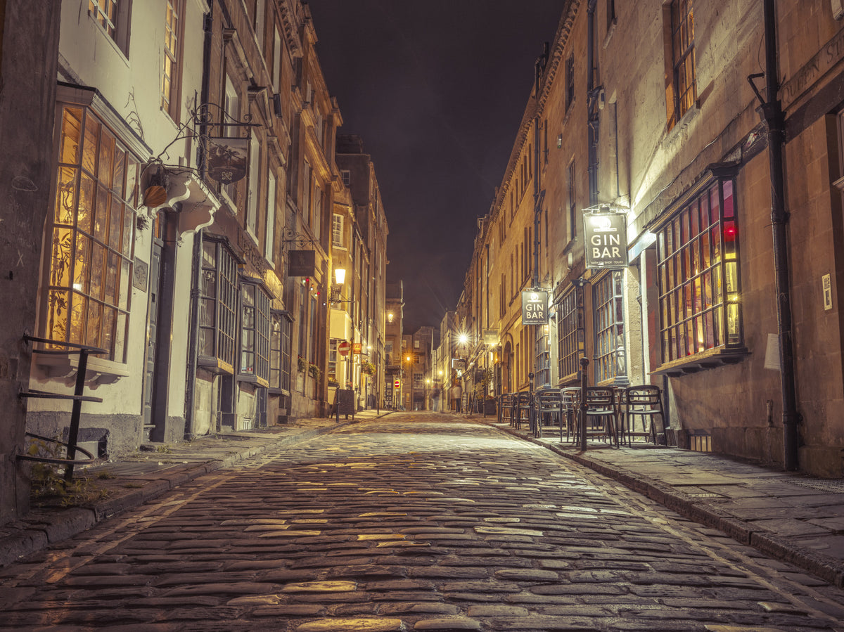 Nocturnal Cobbled Alleyway Wall Mural in your room