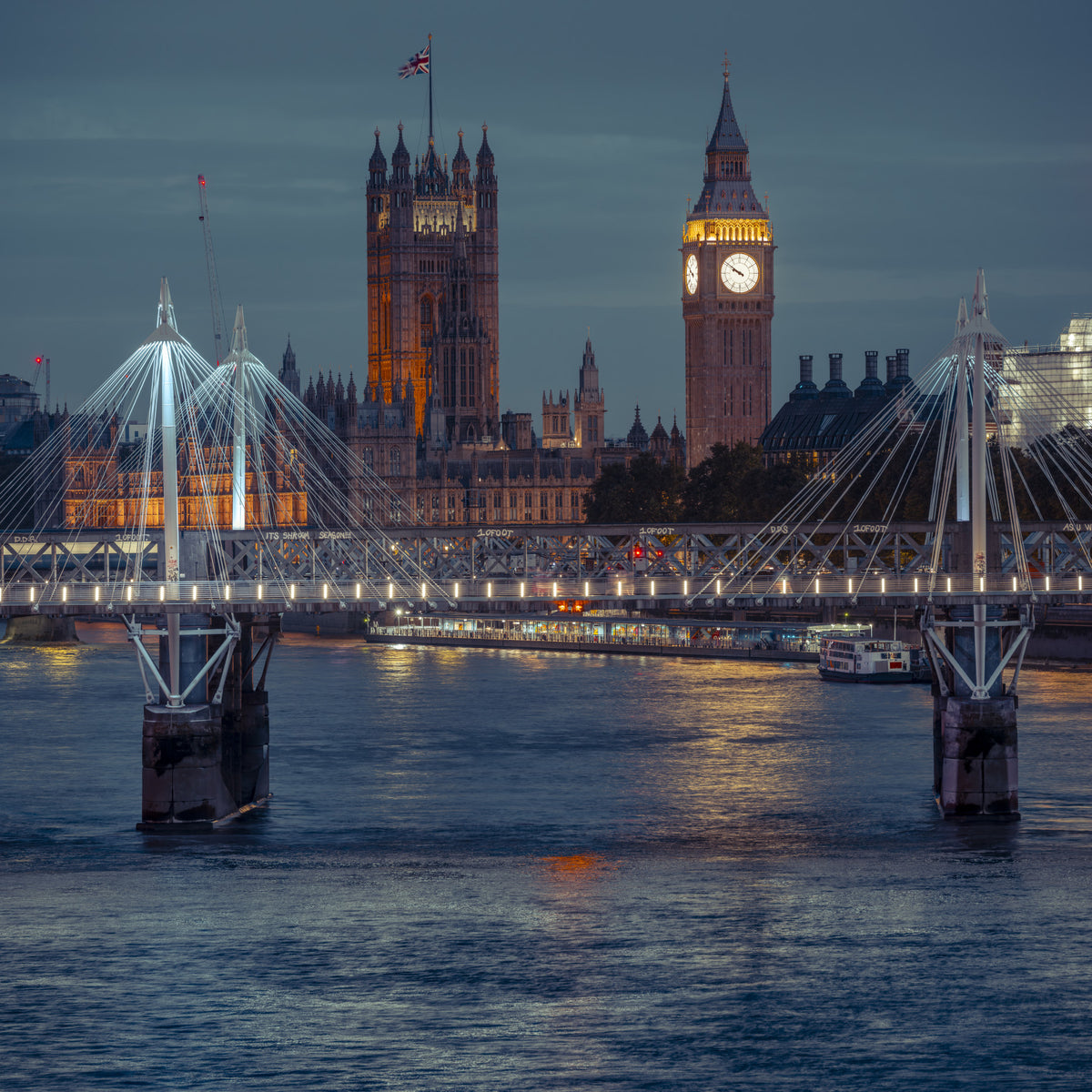 London Twilight Skyline Bridge Wall Mural in your room