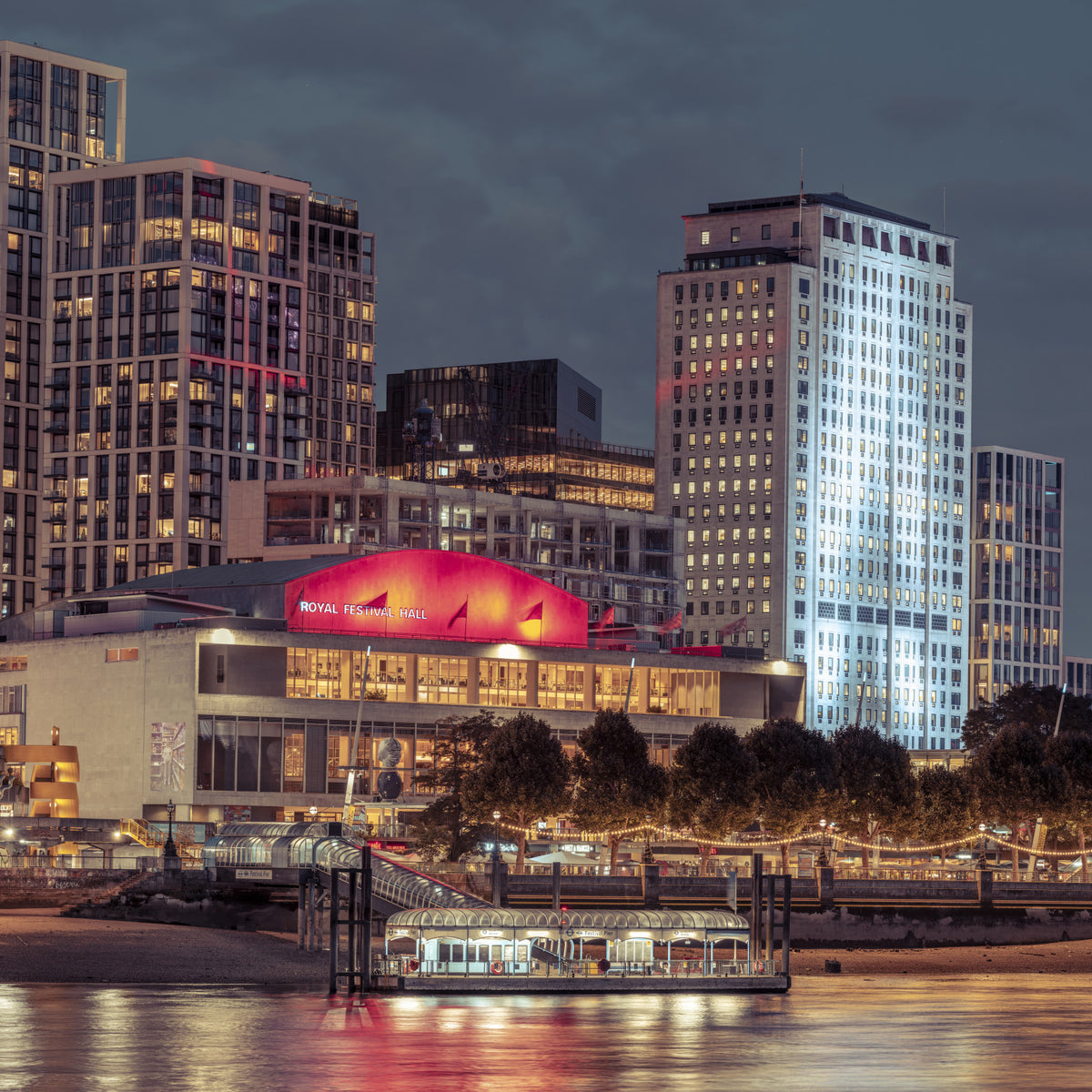 London Riverfront Twilight Skyline Wall Mural in your room