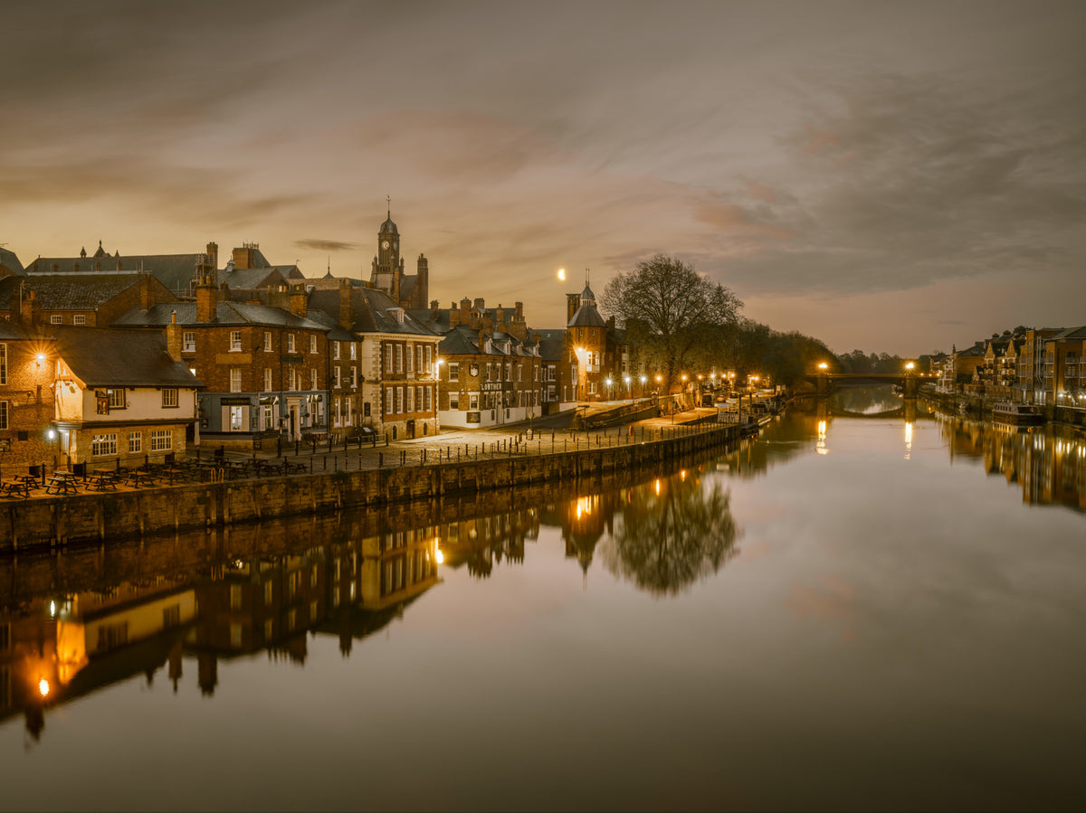 York Riverside Twilight Wall Mural in your room — zoomed