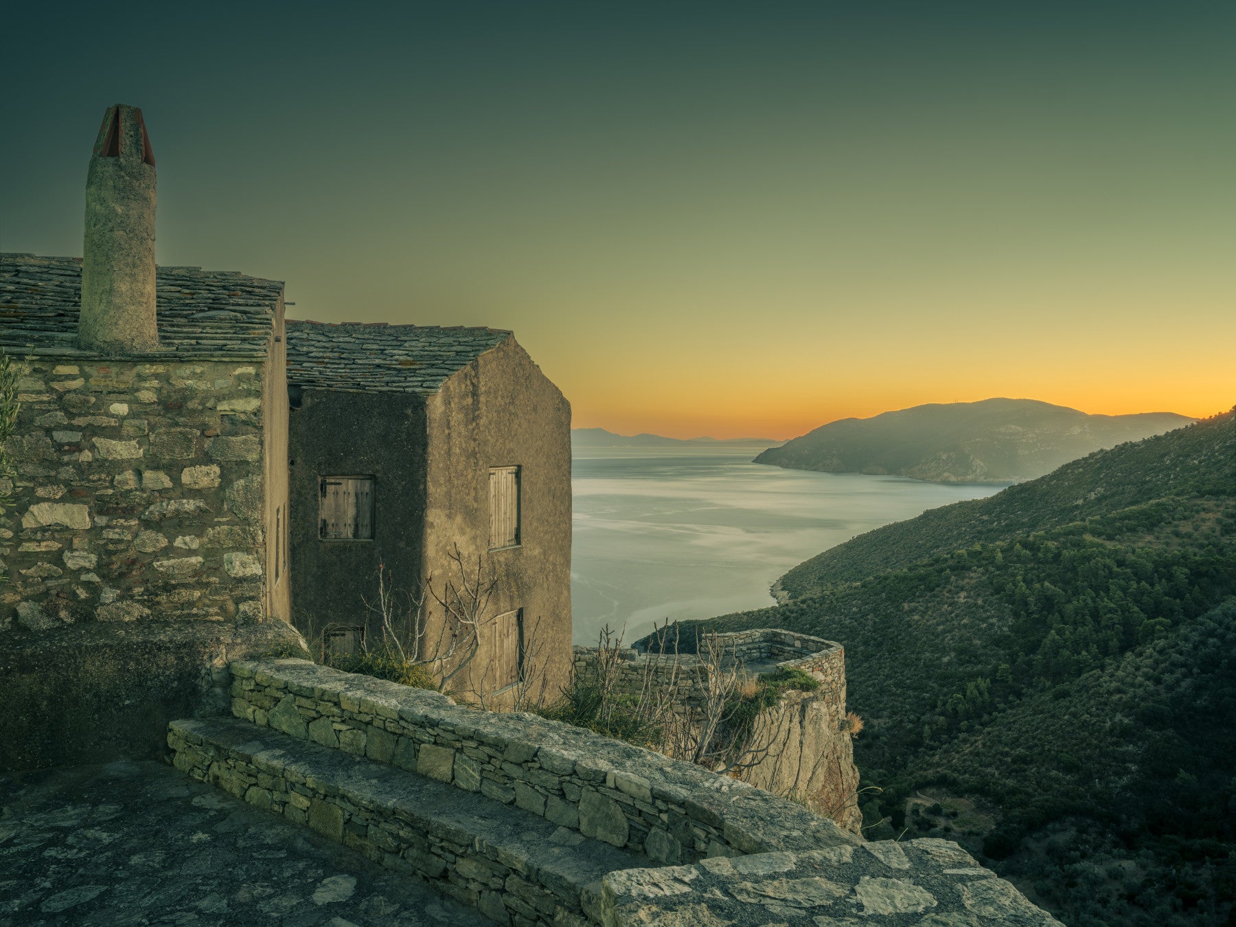 Mediterranean Cliffside Haven Wall Mural
