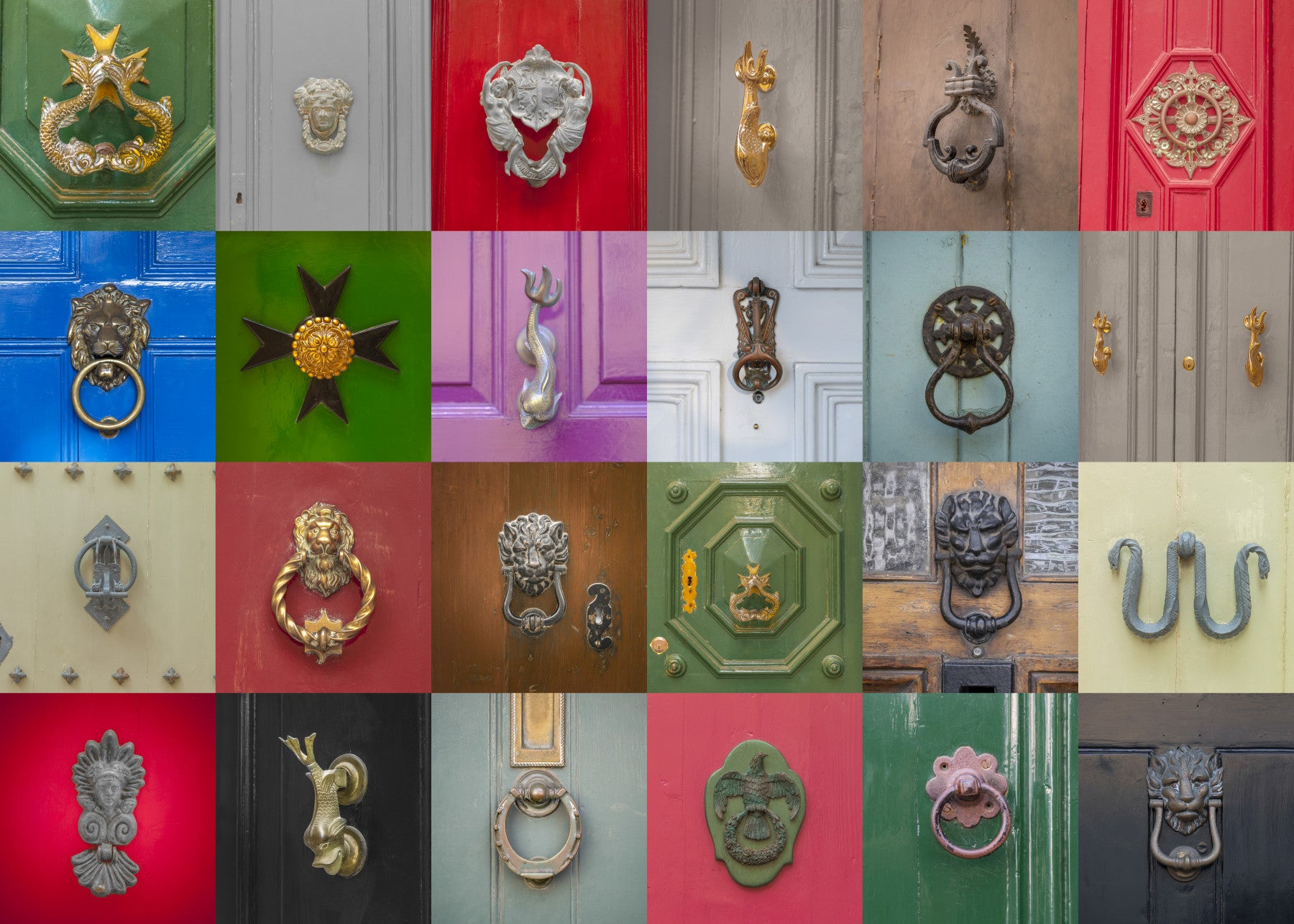 Classic Door Knockers Mosaic Wall Mural