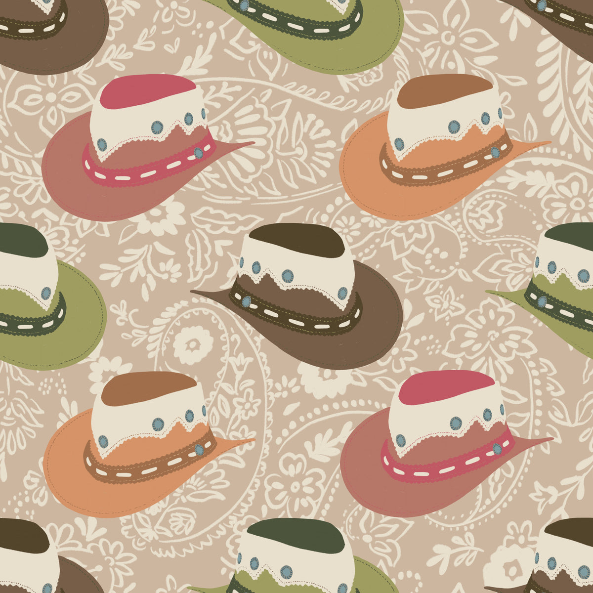 Rustic Western Cowboy Hat Pattern Wallpaper⁠ in your room
