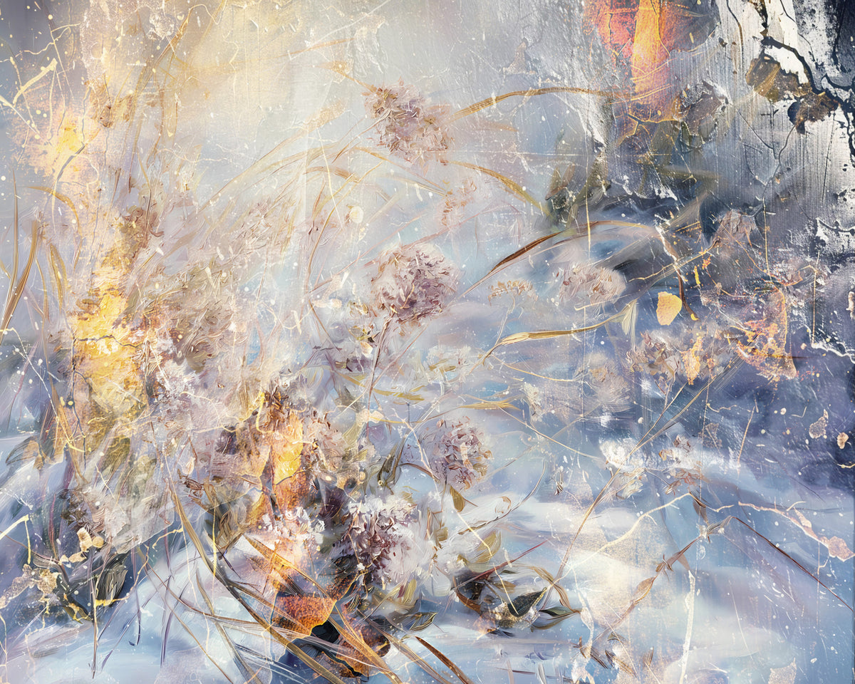 Misty Morning Botanical Wash Wall Mural in your room — zoomed