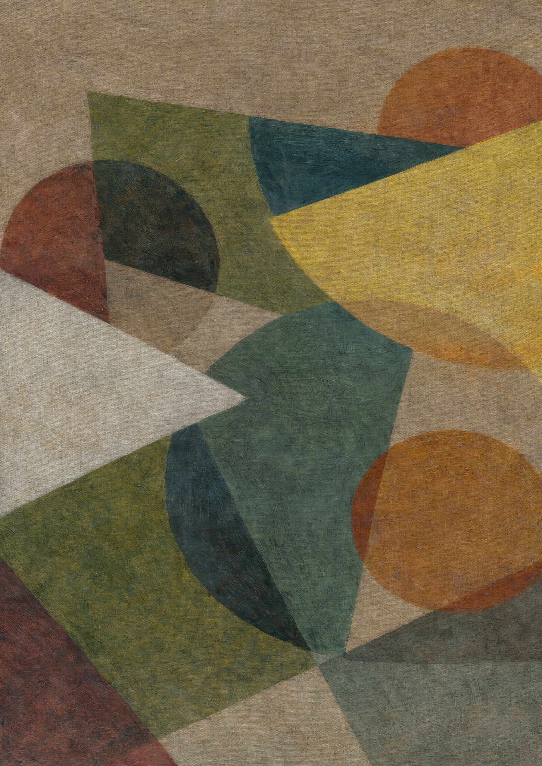 Abstract Geometric Earth Tones Wall Mural with layered organic shapes GD11248