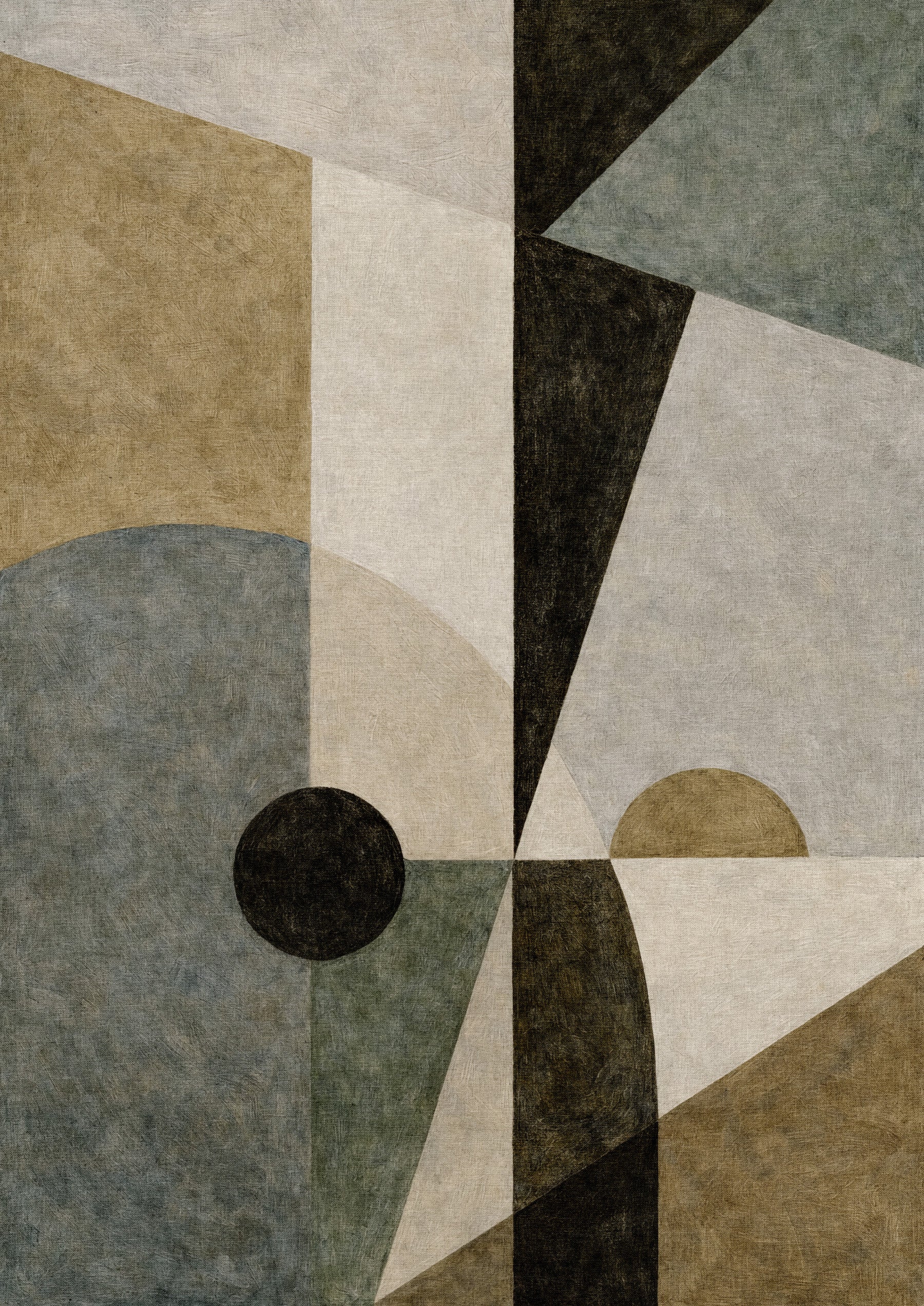 Geometric Earth Tone Cubism Wall Mural