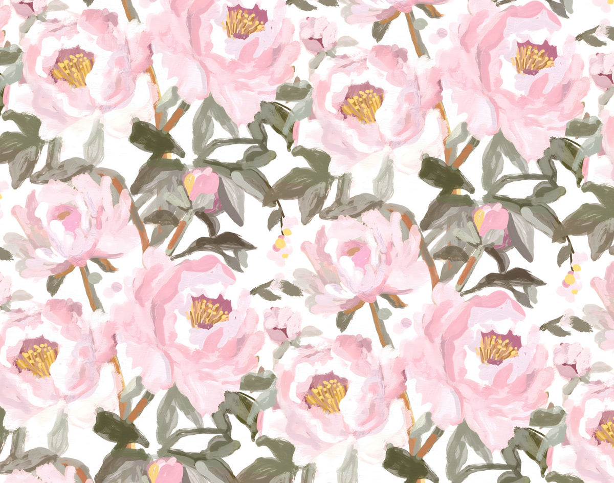 Soft Pink Peony Garden Wallpaper⁠