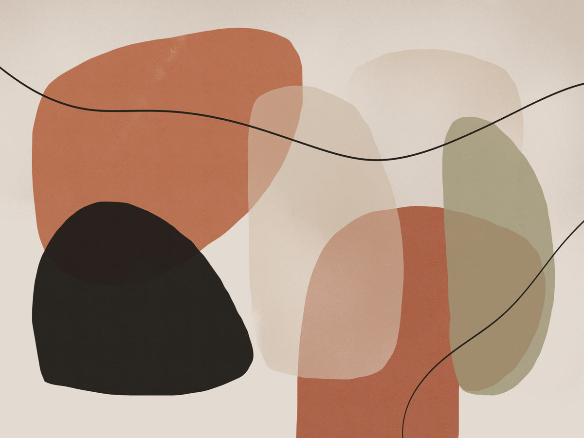 Organic Terracotta and Sage Abstract Shapes Wall Mural in your room — zoomed