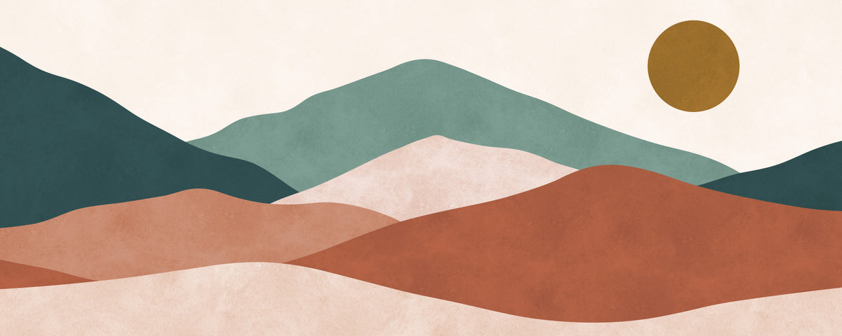 Abstract Sage and Terracotta Hills Wall Mural in your room