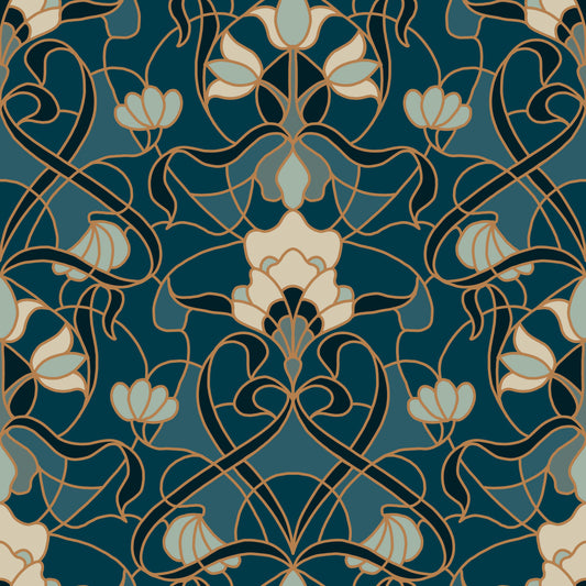 Heritage Botanical Scrollwork Wallpaper⁠