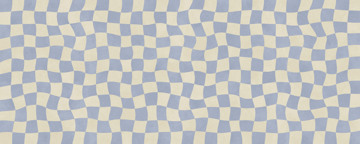 Wavy Checked Soft Blue Grid Wall Mural in your room — zoomed