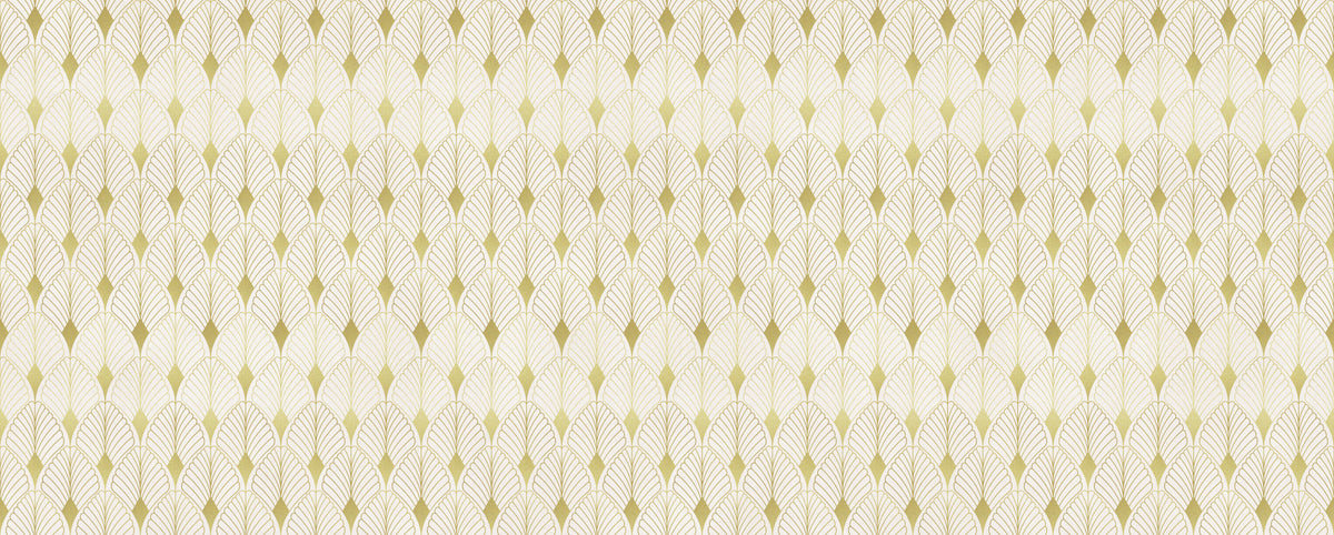Golden Art Deco Fan Motif Wall Mural