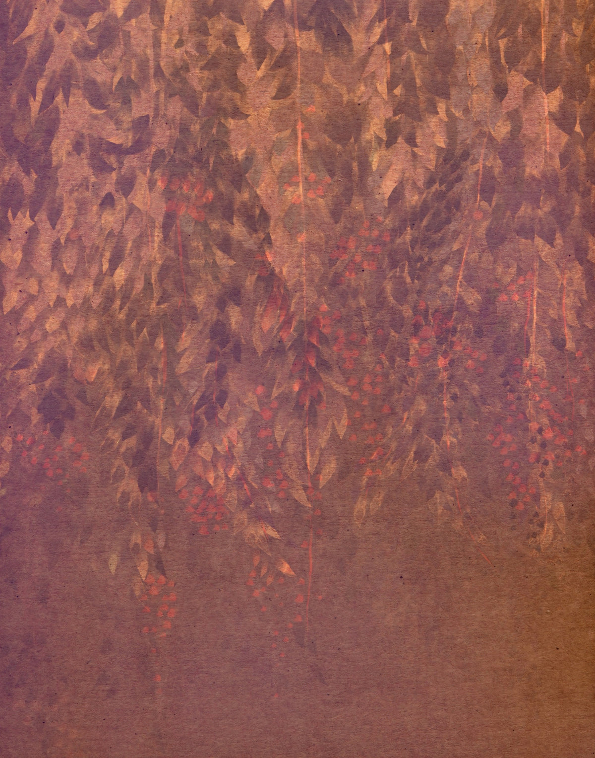 Rustic Berry Trail Botanical Art Wall Mural in your room