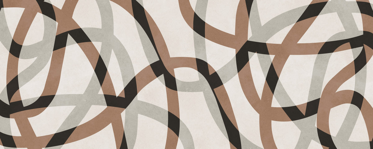 Minimalist Charcoal and Clay Arcs Wall Mural in your room