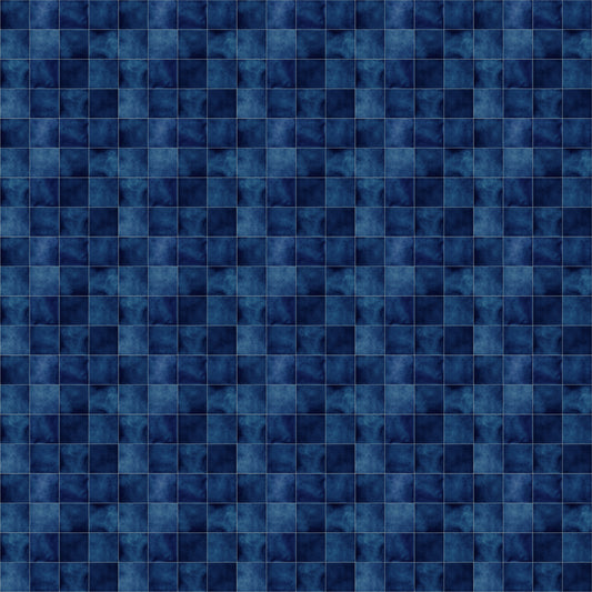 Zellige Style Square Tiles - Denim Wallpaper⁠