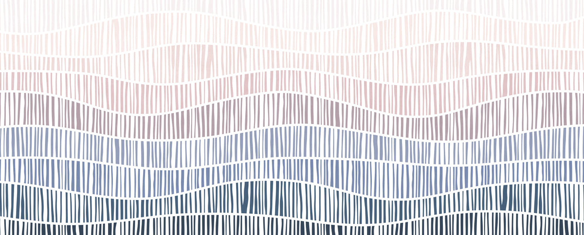 Gradient Waves of Line Art Wall Mural in your room — zoomed