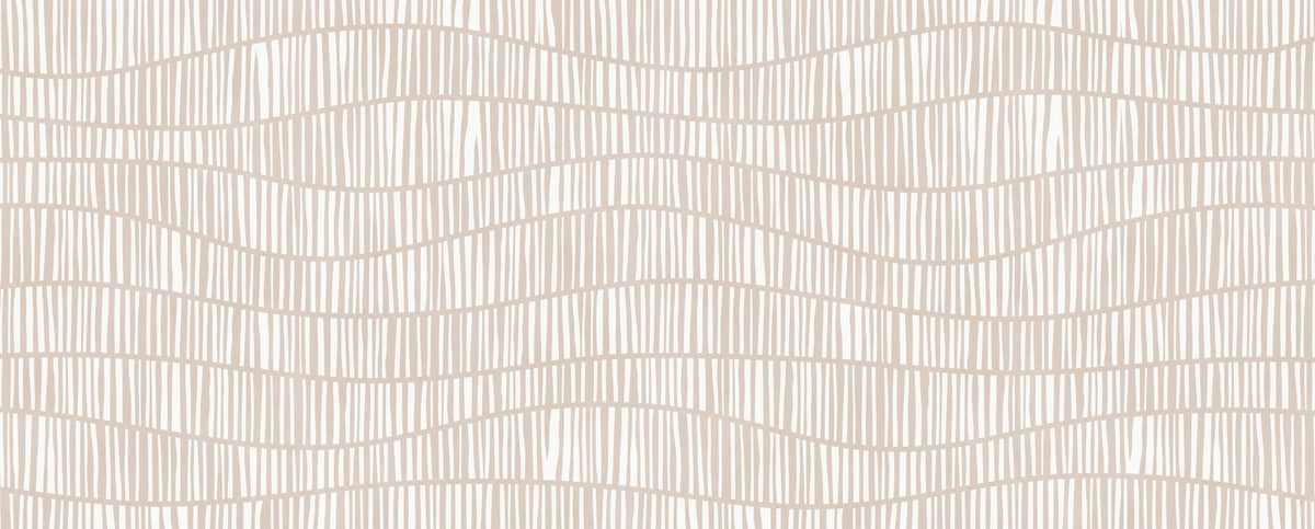 Minimalist Wavy Vertical Lines in Taupe Wall Mural in your room — zoomed
