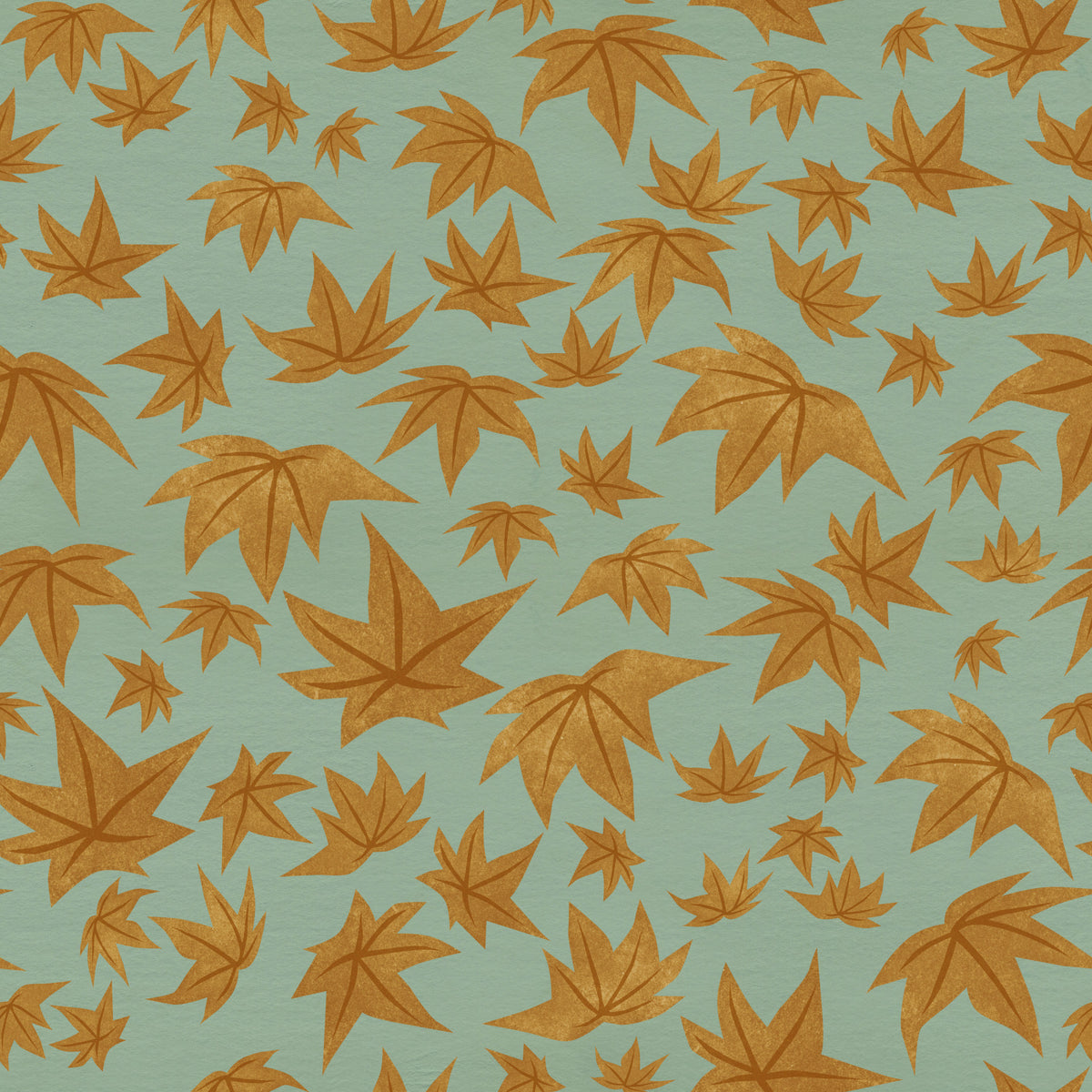 Japanese Maple Leaves - Mustard & Water Wallpaper⁠ in your room