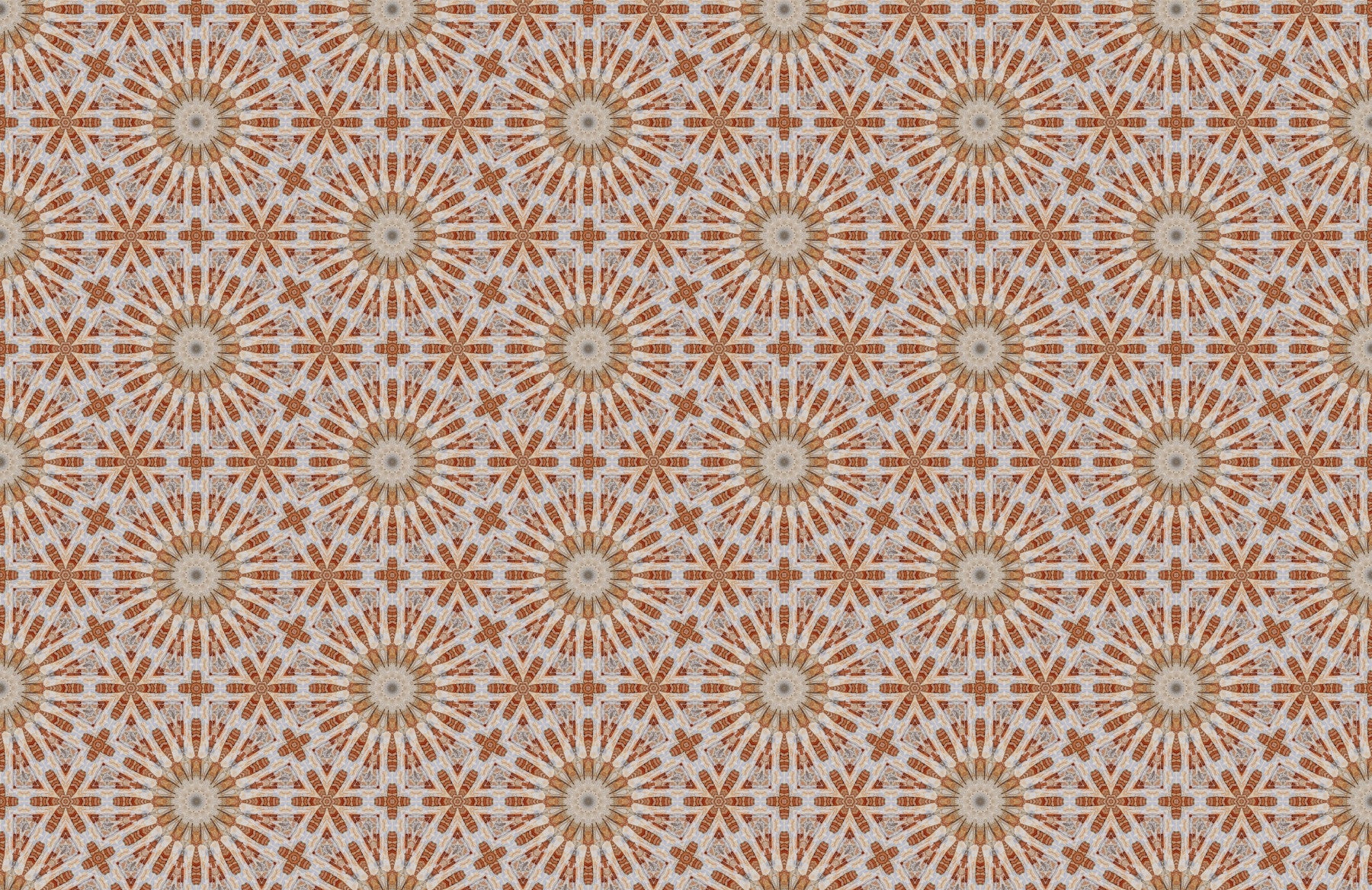 Terracotta Geometric Starburst Tile Pattern Wallpaper⁠