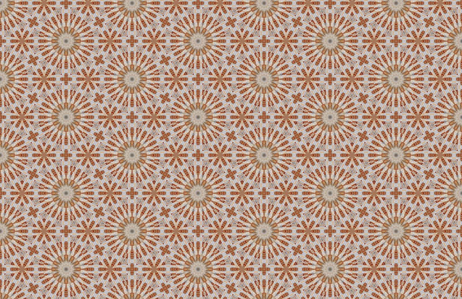 Terracotta Geometric Starburst Tile Pattern Wallpaper⁠ in your room