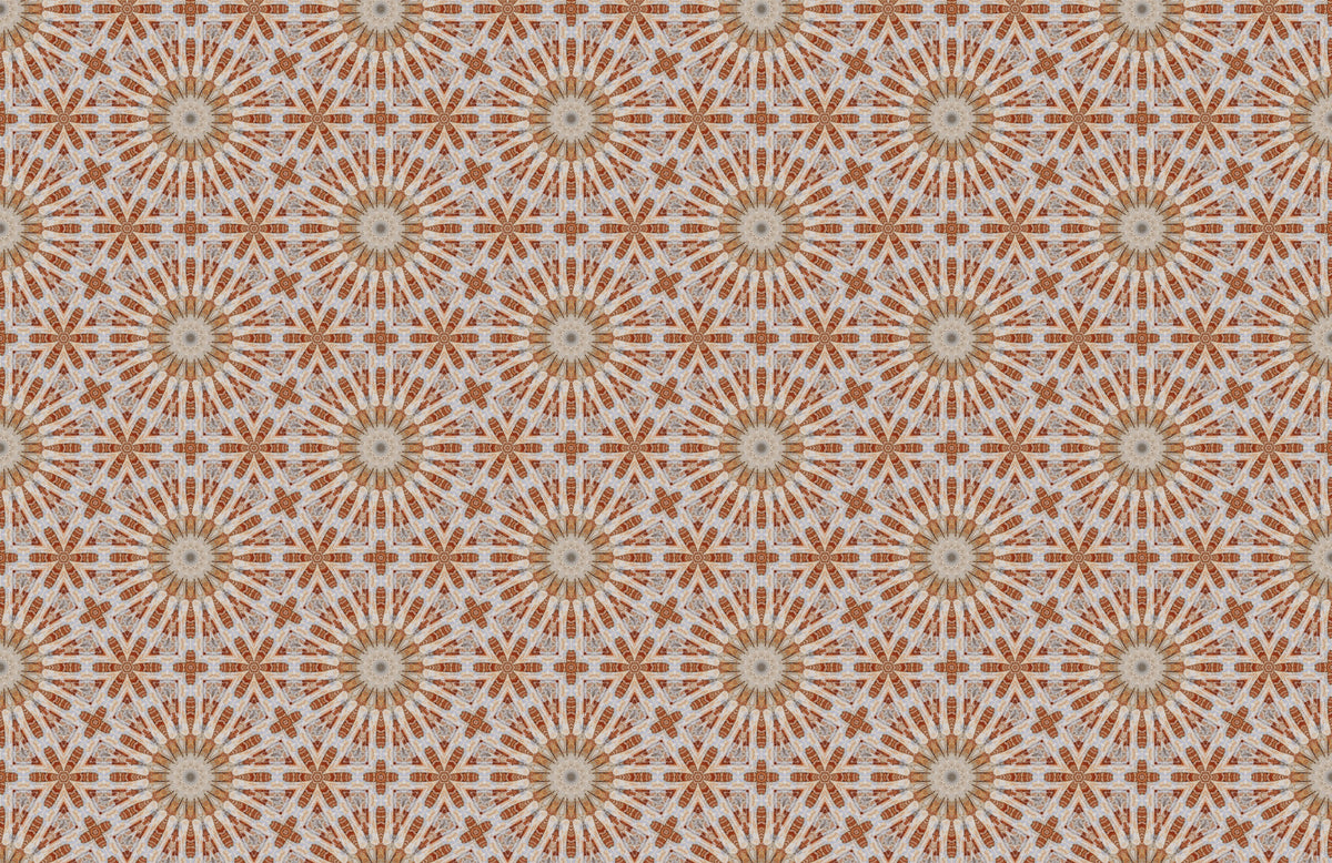 Terracotta Geometric Starburst Tile Pattern Wallpaper⁠ in your room — zoomed