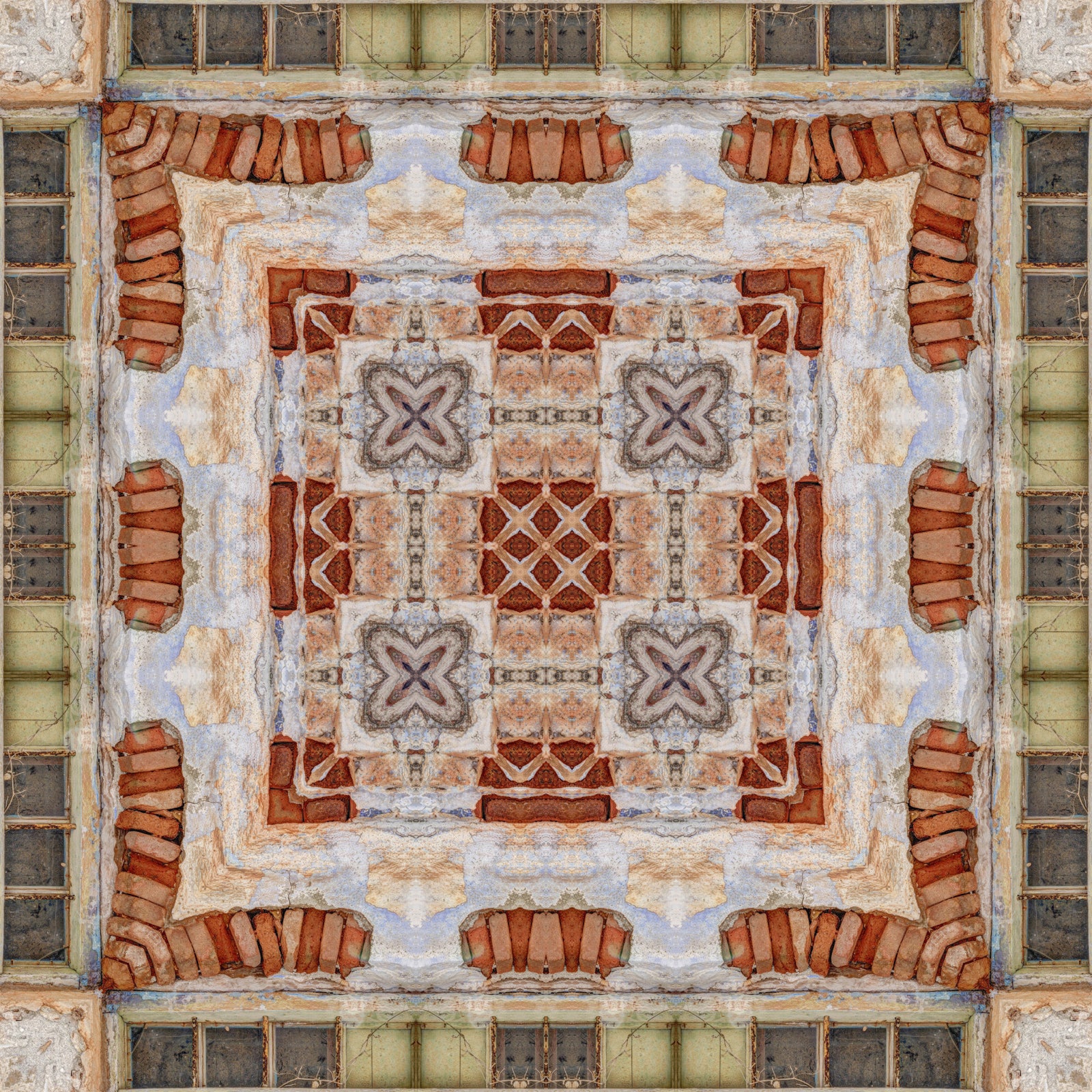 Rustic Brickwork Mosaic Wallpaper⁠