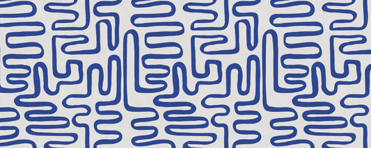 Cobalt Meandering Line Abstract Wall Mural