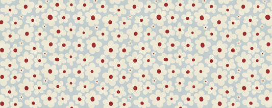 Retro Cream and Red Floral Blooms Wall Mural