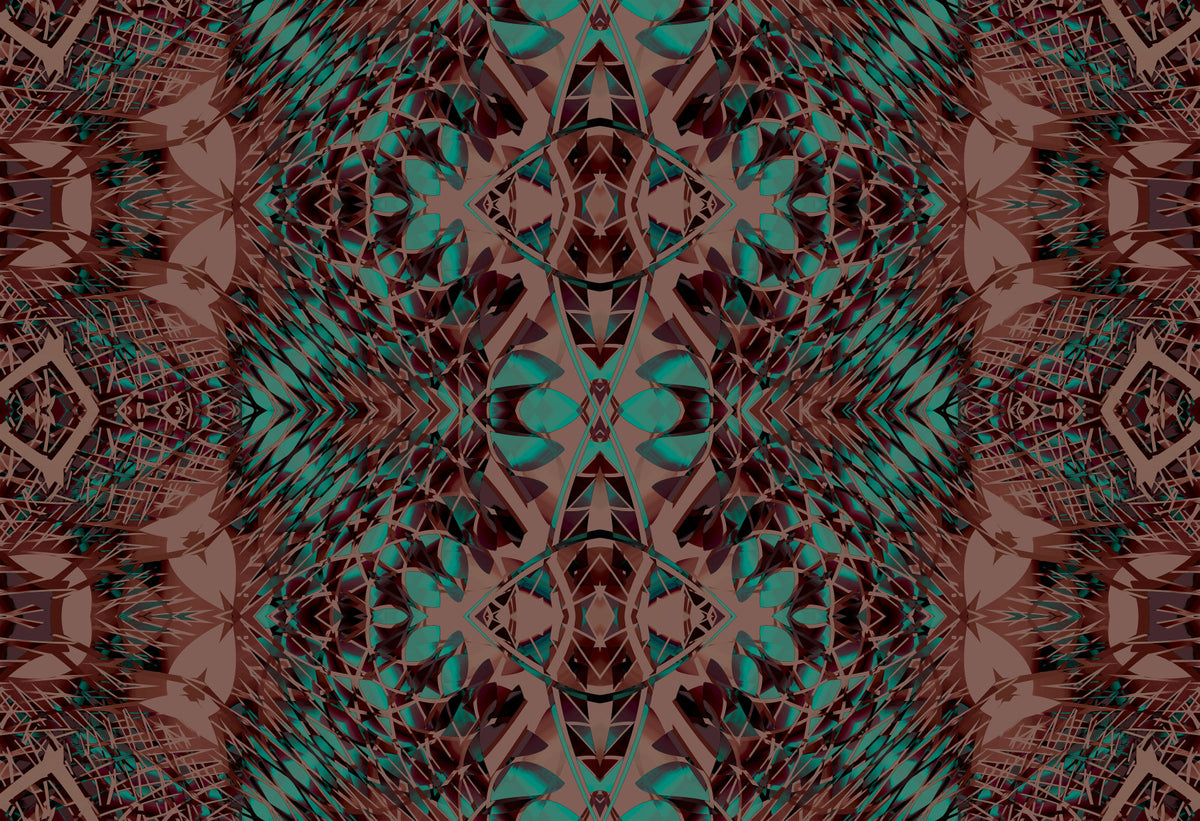 Teal & Brown Modern Baroque Maximalist - BELLAGIO Wallpaper in your room — zoomed