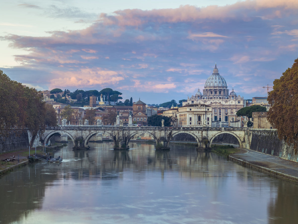 Eternal City Twilight Reflection Wall Mural in your room — zoomed