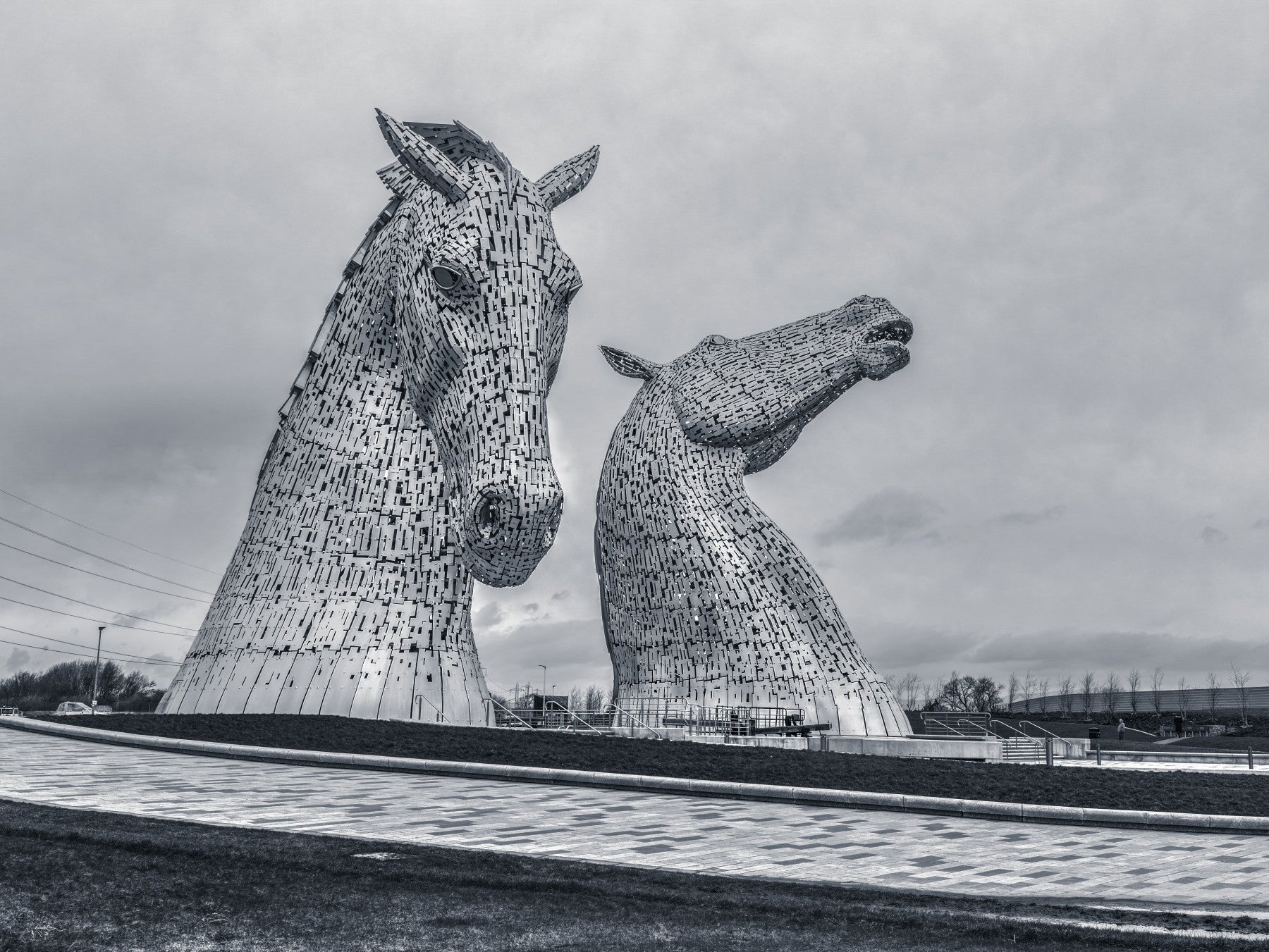 Metallic Horse Heads Architectural View Wall Mural