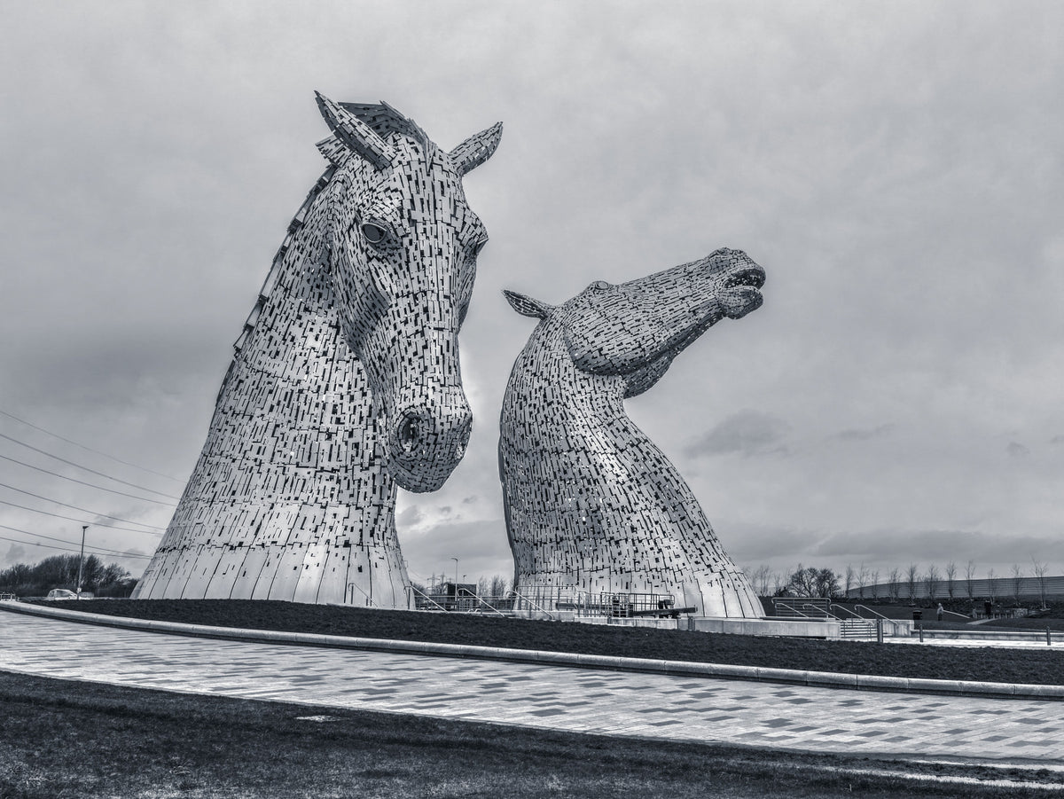 Metallic Horse Heads Architectural View Wall Mural in your room — zoomed